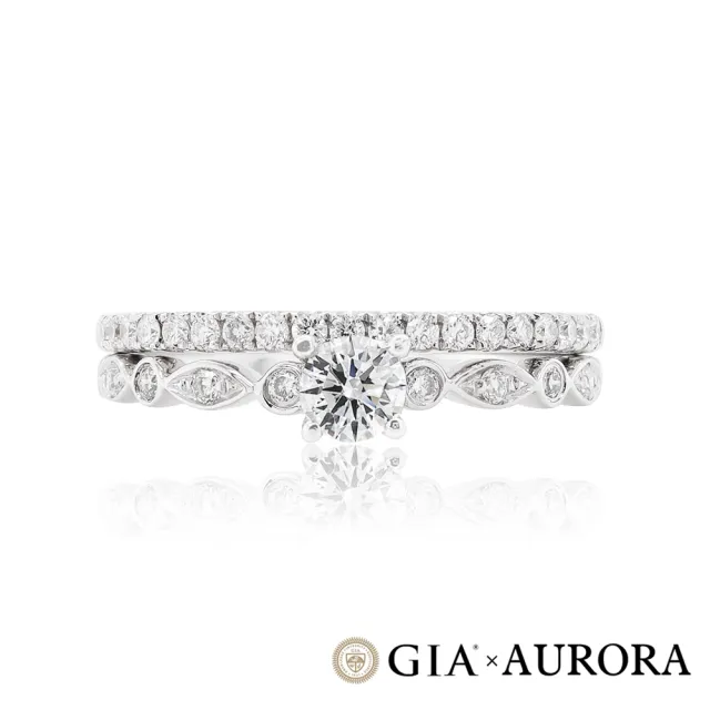 【AURORA 歐羅拉】GIA 30分F color八心八箭天然真鑽18K金鑽戒女戒婚戒套戒 飛翔(一戒三戴)