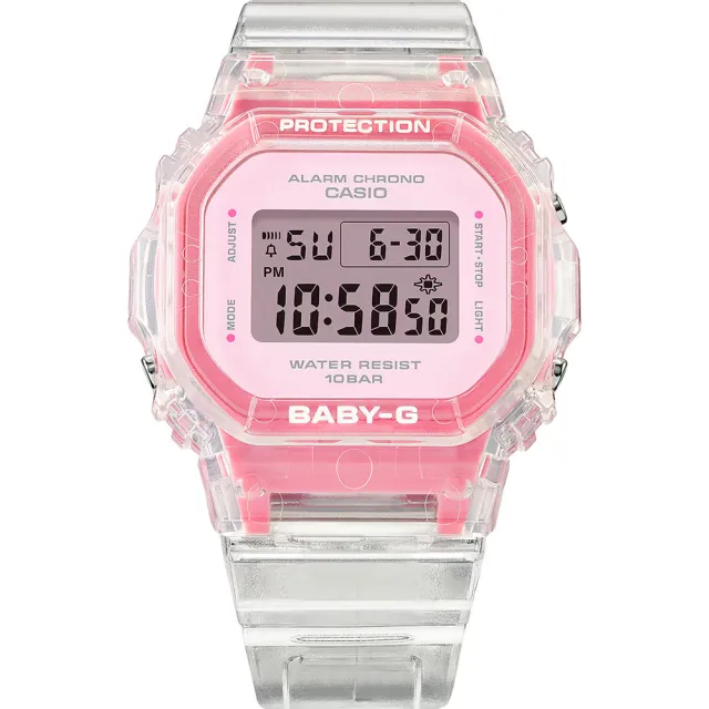 【CASIO 卡西歐】BABY-G 夏季透明方形女錶電子錶 送禮 禮物 推薦(BGD-565SJ-7)