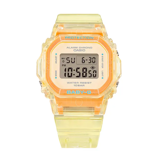 【CASIO 卡西歐】BABY-G 夏季透明方形女錶電子錶 送禮 禮物 推薦(BGD-565SJ-9)