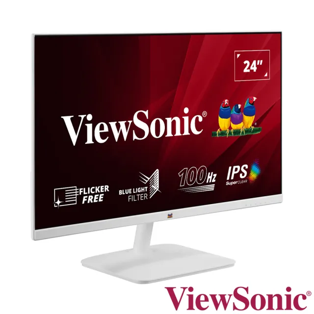 【ViewSonic 優派】VA2432-H-W 24型IPS FHD 100Hz無邊框美型螢幕(可壁掛/1ms)