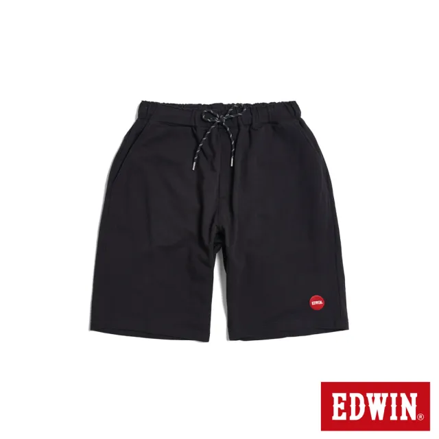 【EDWIN】男裝 鬆緊綁繩運動休閒短褲(黑色)