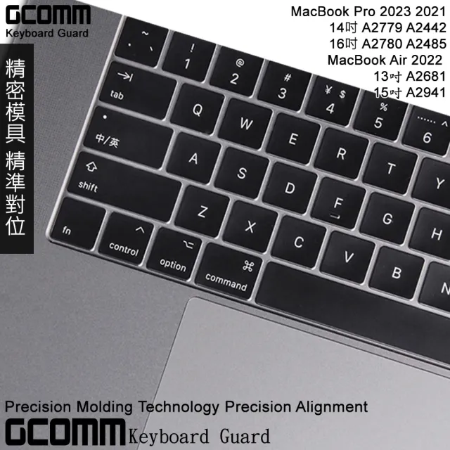 【GCOMM】Apple 2023/2021 MacBook Pro 14/16吋 MacBook Air 2022 13/15吋 鍵盤保護膜(內附抗靜電清潔布)