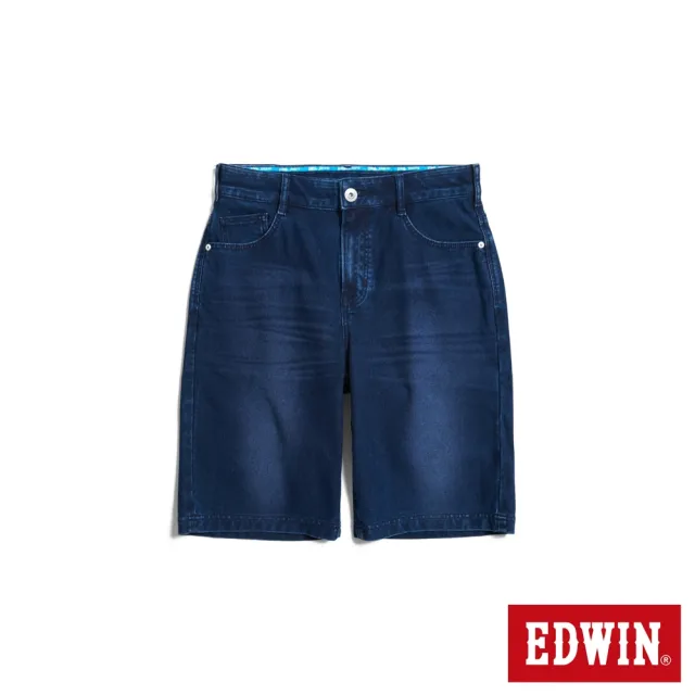 【EDWIN】男裝 冰河玉 迦績JERSEYS 寬丹寧短褲(酵洗藍)