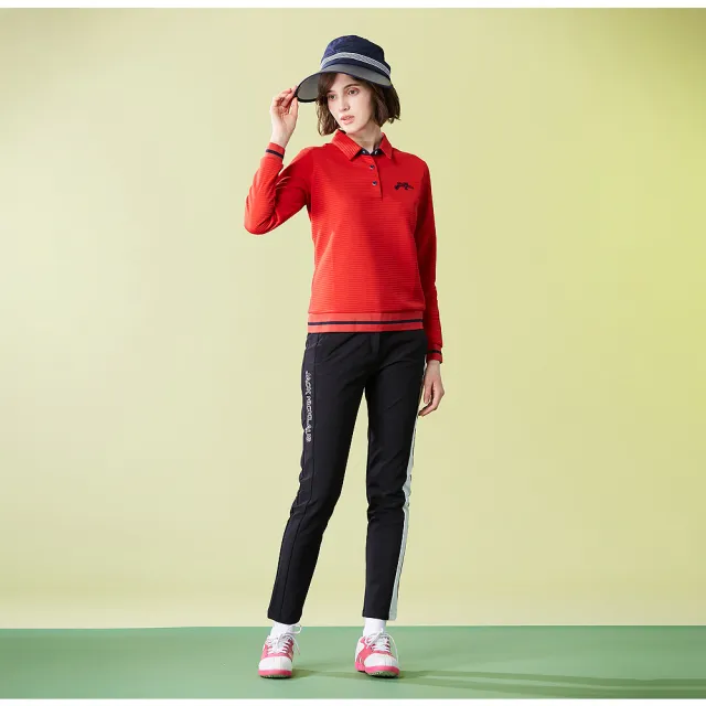 【Jack Nicklaus 金熊】GOLF女款保暖吸濕排汗彈性POLO衫/高爾夫球衫(紅色)