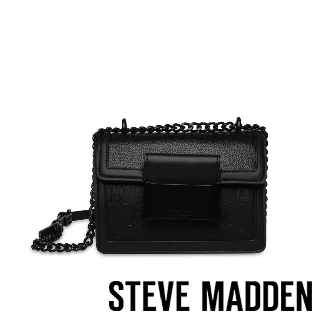 【steve madden】BPORTIA 壓紋LOGO信封鍊條包(黑色)