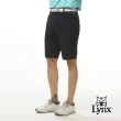 【Lynx Golf】男款四面彈性布料材質基本款素面造型山貓繡花平口休閒短褲(三色)