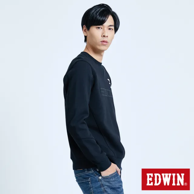 【EDWIN】男裝 E-FUNCTION立體厚長袖T恤(黑色)