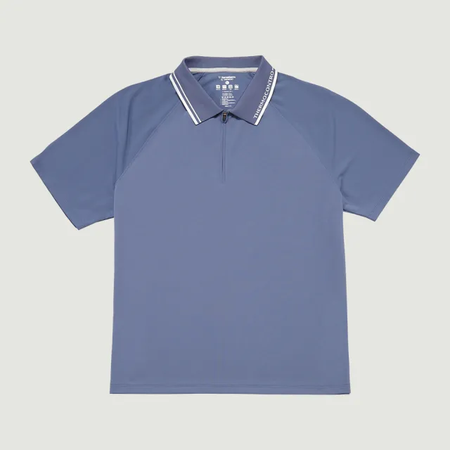 【Hang Ten】男裝-恆溫多功能-3M吸濕快乾涼爽尼龍素面短袖POLO衫(粉藍)