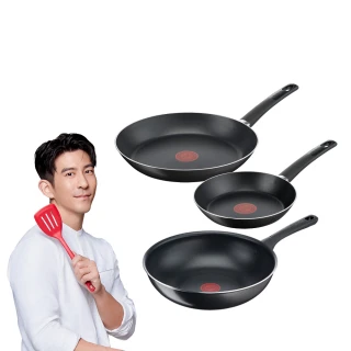 【Tefal 特福】MOMO獨家 法國製極饗巧廚系不沾鍋3件組(20CM平底鍋+26CM平底鍋+28CM炒鍋)