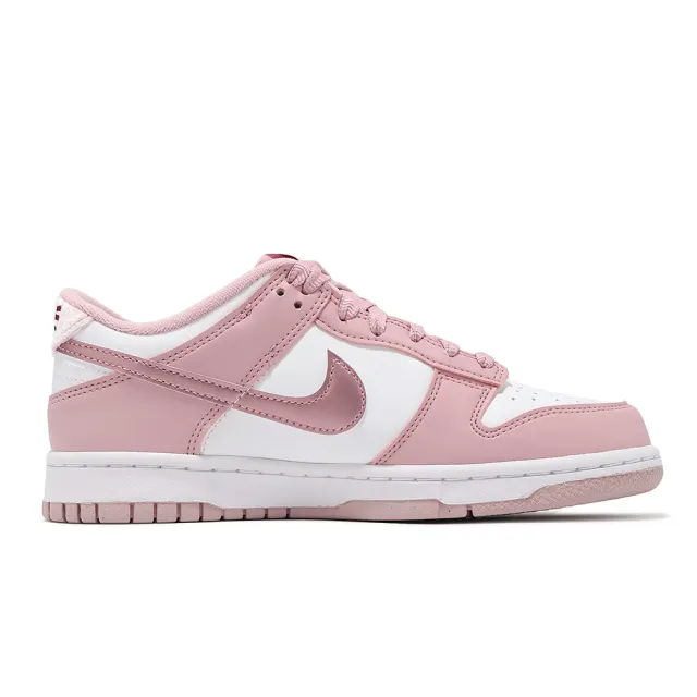 【NIKE 耐吉】休閒鞋 Dunk Low GS 大童 女鞋 櫻花粉 白 天鵝絨 皮革 經典(DO6485-600)