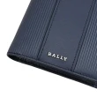 【BALLY】LYIES 簡約烙印LOGO條紋小牛皮4卡零錢短夾(深藍)