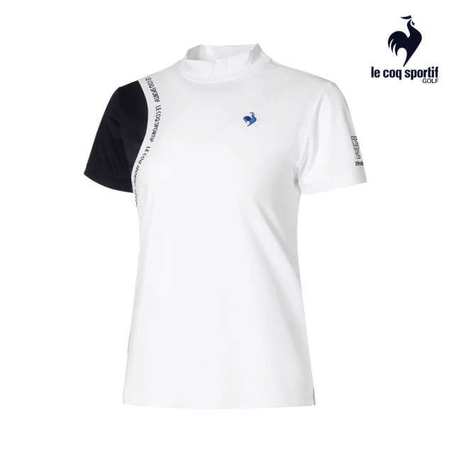LE COQ SPORTIF 公雞 高爾夫系列 女款白色簡約不對稱運動高機能短袖棉衫 QLT2J211