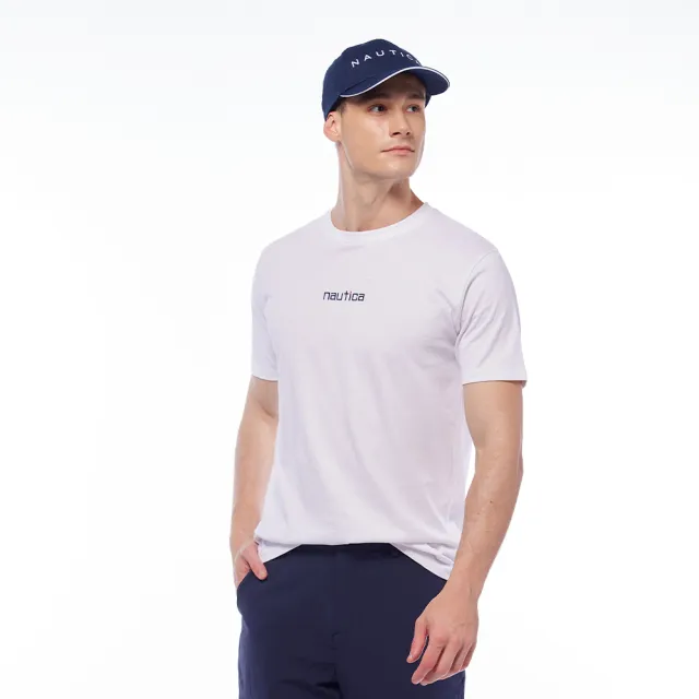 【NAUTICA】男裝 俏皮幾何圖騰LOGO短袖T恤(白色)