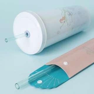 【Oolab 良杯製所】迪士尼小美人魚系列 質感吸管收納組(吸管收納袋)