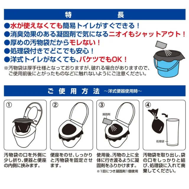 【KOKUBO】小久保工業所 緊急簡易如廁袋 10回入x1盒(簡易馬桶 緊急用 地震 防災 野外 簡易廁所 簡單衛生)