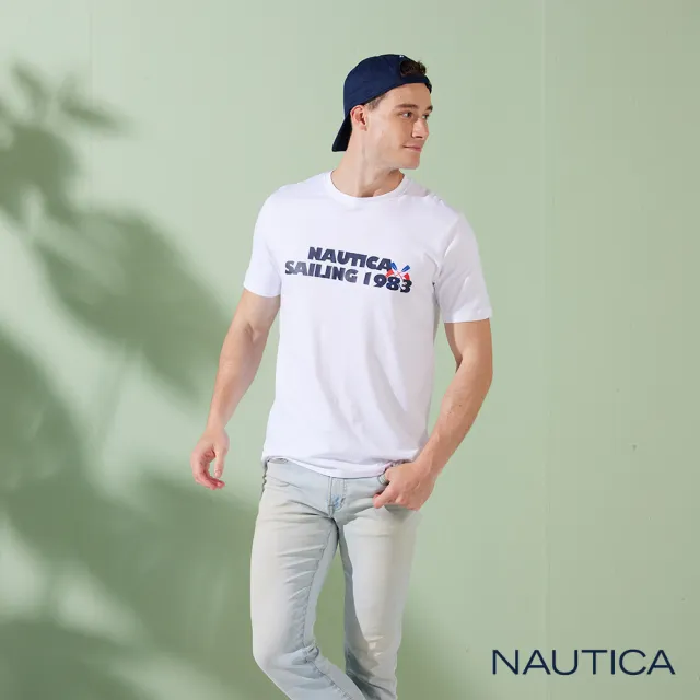 【NAUTICA】男裝 品牌LOGO簡約短袖T恤(白色)