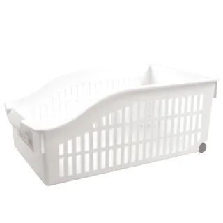 【GOOD LIFE 品好生活】日本製 純白寬型斜口附滑輪收納籃（20.5x30.5cm）(日本直送 均一價)