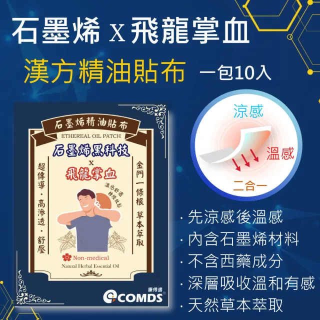 【COMDS 康得適】石墨烯飛龍掌血精油貼布1包/10入(GP-01精油貼布)