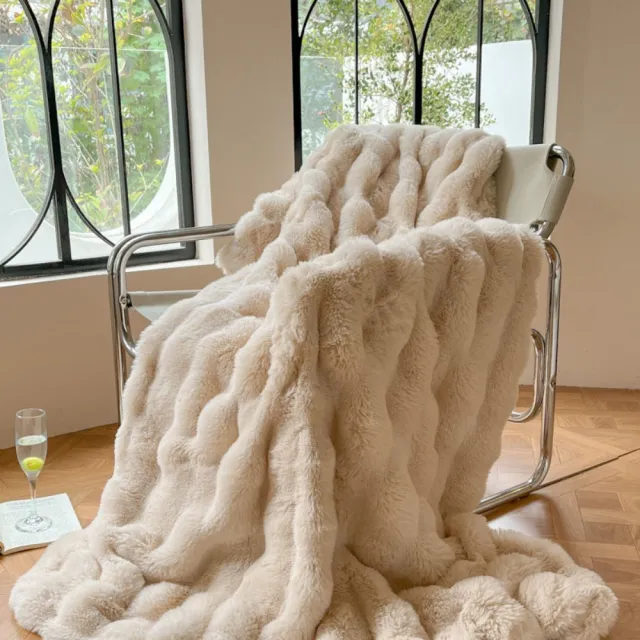 【BOMAN】頂級輕奢 托斯卡納立體兔絨高效升溫雙面加厚暖暖毯(150x200)
