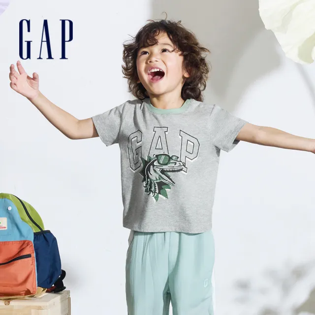 【GAP】男幼童裝 Logo純棉印花圓領短袖T恤-多色可選(890978)