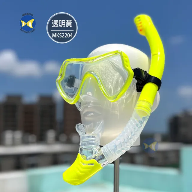 【ButterflyFish 蝴蝶魚】潛水乾式面鏡呼吸管(送面鏡盒+網袋 潛水面罩 強化玻璃 MKS2204)