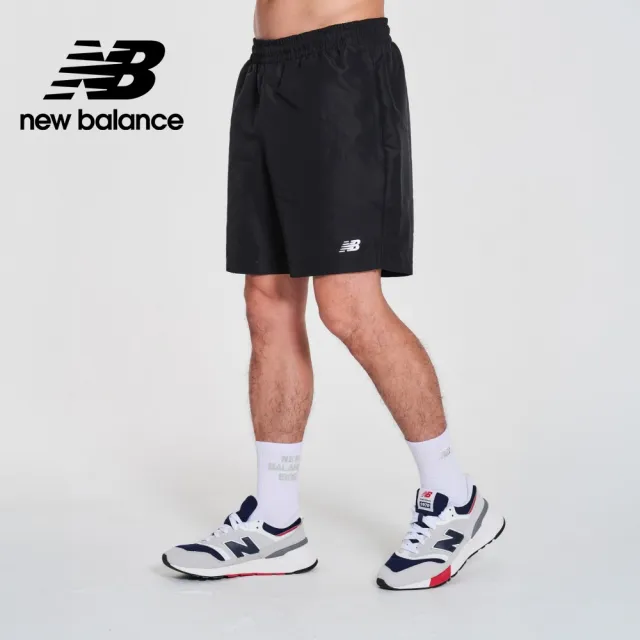 【NEW BALANCE】NB 褲口開衩平織短褲_MS41501BK_男性_黑色(美版 版型偏大)