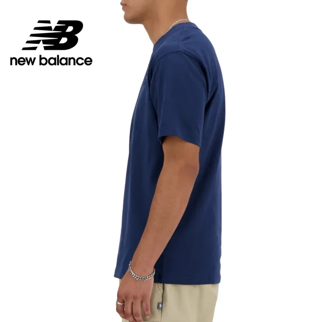 【NEW BALANCE】NB 厚磅刺繡NB短袖上衣_MT41533NNY_男性_藍色(美版 版型偏大)