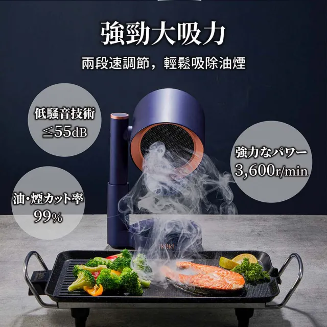【ikiiki 伊崎】桌上型除油煙機 IK-RH8701(大吸力 靜音運行 全球通用電壓)