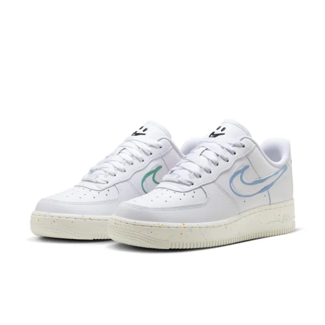 【NIKE 耐吉】運動鞋 休閒鞋 女鞋 WMNS AIR FORCE 1 07 LX 白 綠藍橘粉 笑臉 鴛鴦 潑墨 AF1(HF5721111)