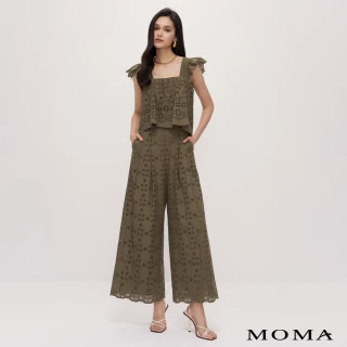 【MOMA】夏形象款｜刺繡蕾絲連身褲(咖啡色)