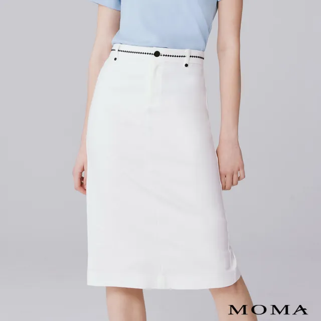 【MOMA】腰帶刺繡鉛筆裙(兩色)