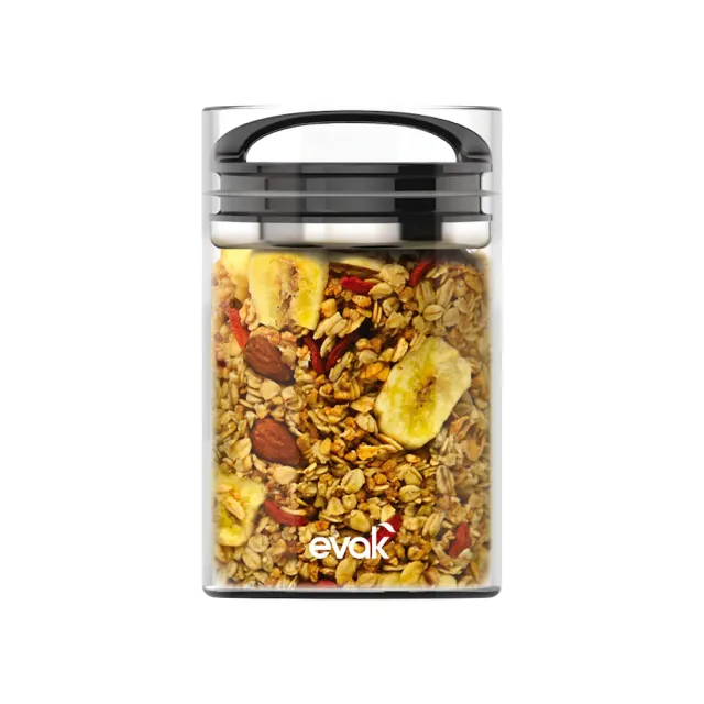 【Prepara】EVAK密封儲物罐Compact系列/玻璃/亮面把手(2號)-700ml(氣密保鮮/茶葉/果乾/咖啡/堅果/燕麥儲存)
