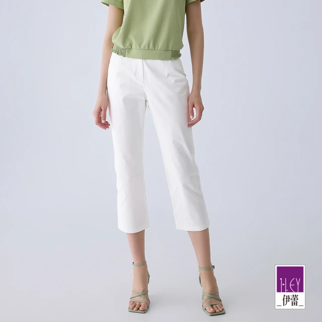 ILEY 伊蕾 蕾絲口袋設計經典長褲(白色；M-XL；1242316305)