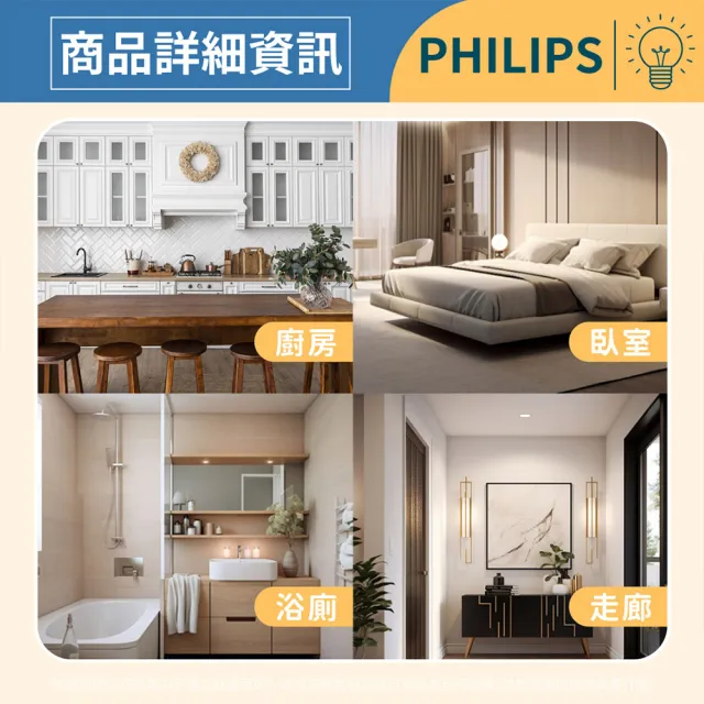 【Philips 飛利浦】2入 LED TWH002 9W 865 白光 壁燈 吸頂燈 樓梯燈 附燈泡(附燈泡 9W 白光)全電壓
