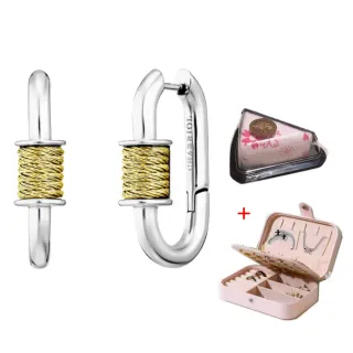 【CHARRIOL 夏利豪】聖特羅佩Mariner Spool Earrings 水手線軸耳環-銀身金鋼索款 C6(03-401-1272-3)