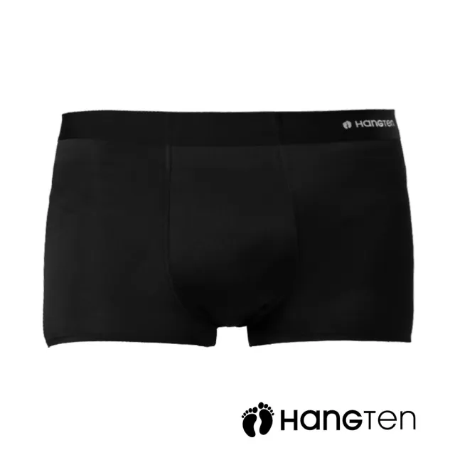 【Hang Ten】二入組冰絲裸感石墨烯平口褲盒裝_黑+深灰_HT-C12019(男內褲)