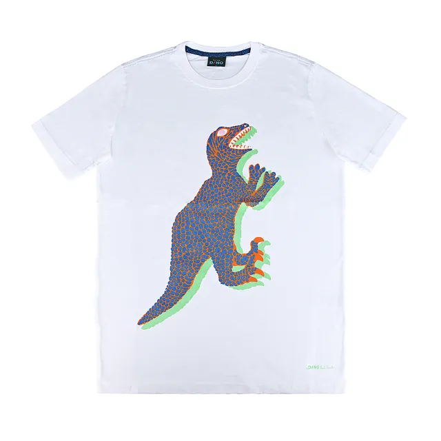 【Paul Smith】PAUL SMITH DINO草寫LOGO燙印大眼恐龍圖案設計純棉短袖T恤(男款/白x多色)