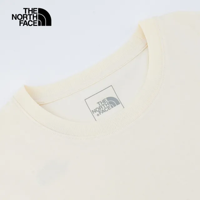 【The North Face 官方旗艦】北面男女款米白色純棉對話泡泡愛心印花短袖T恤｜8CSYQLI