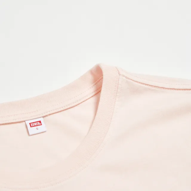 【EDWIN】女裝 彩色印花寬版短袖T恤(淡粉紅)