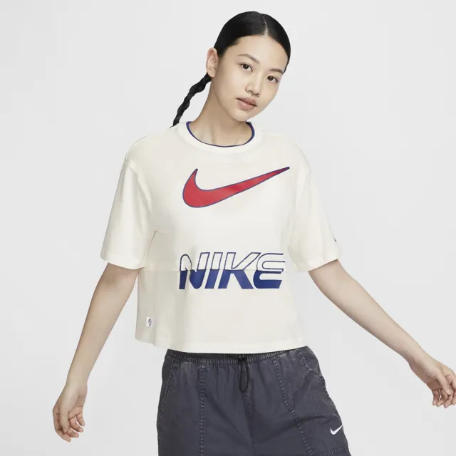 【NIKE 耐吉】短袖 上衣 T恤 運動 休閒 女 AS W NSW SS TOP DANCE GCEL 帆白(HF6291133)