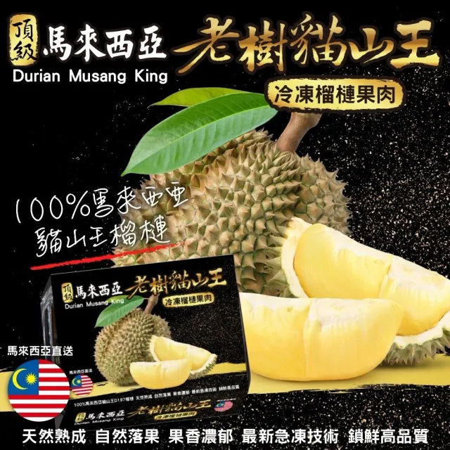 【WANG 蔬果】馬來西亞D197老樹貓山王榴槤400gx1盒(冷凍榴槤/貓山王)