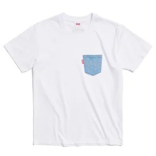 【EDWIN】男裝 再生系列 CORE 環保再生牛仔口袋短袖T恤(白色)