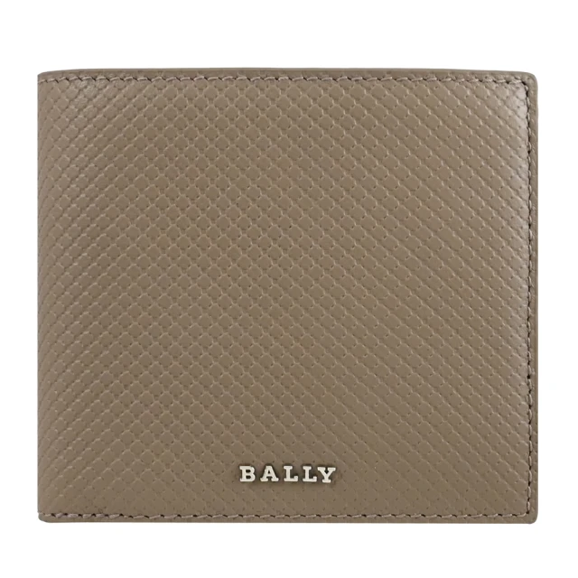 BALLY LYIES 簡約金屬LOGO素雅小牛皮4卡零錢短夾(大象灰)