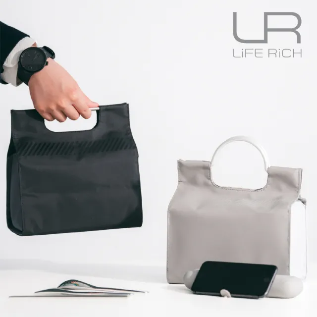 【LiFE RiCH】Double Box 可微波不鏽鋼便當盒+伸縮上蓋一個+托特包(五色可選)