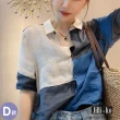 【JILLI-KO】韓版寬鬆時尚設計感開衩泡泡袖襯衫T恤上衣-F(多款任選)