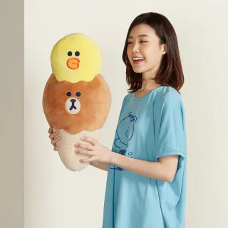 【YVONNE 以旺傢飾】熊大莎莉甜筒抱枕(奶霜杏 LINE FRIENDS)