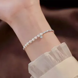 【MoonDy】純銀手鍊 施家珍珠 細手鍊 手鍊女 手環 碎銀手鍊 珍珠手鍊 高級感 手鐲 法式復古 送女生