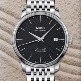 【MIDO 美度】Baroncelli Heritage永恆超薄腕錶 黑砂面精鋼款--加上鍊機＆多豪禮 M6(M027.407.11.051.00)