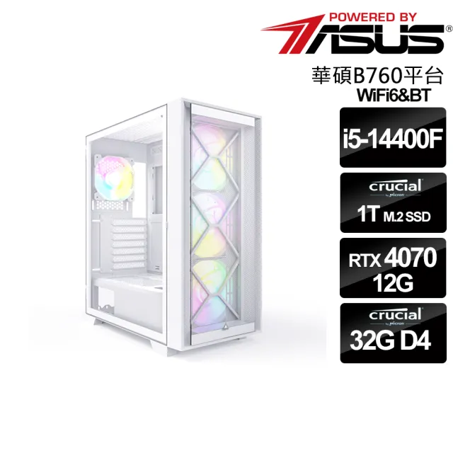 【華碩平台】i5十核GeForce RTX 4070{聯邦旅玩家}電競機(i5-14400F/B760/16G*2/1TB_SSD)
