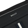 【BALLY】HARISON 經典金屬LOGO條紋織帶雙層方包斜背包(黑)